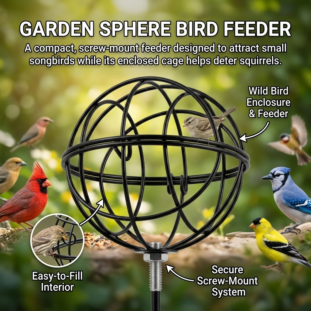 Bird Feeder Metal Sphere Squirrel Proof Hanging Wild Bird Seed Dispenser Weather Resistant for Garden Yard Outdoor Decor
