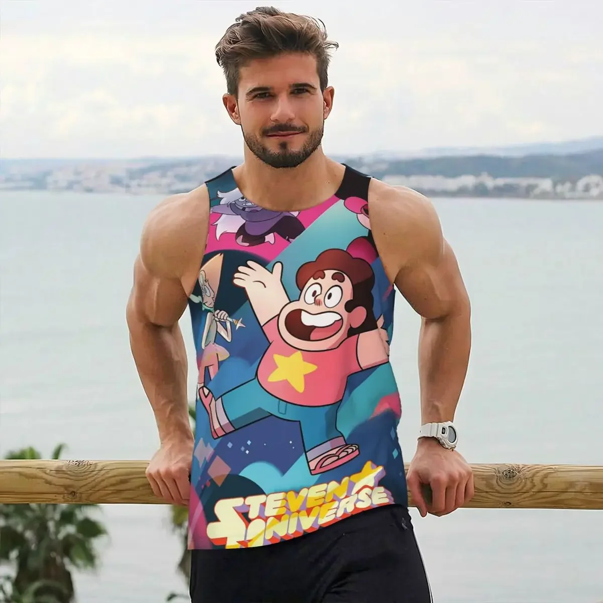 Steven Universe Gym Tank Bodybuilding Vest Fitness Sleeveless Tops Quick Dry Men Workout Sports Clothing