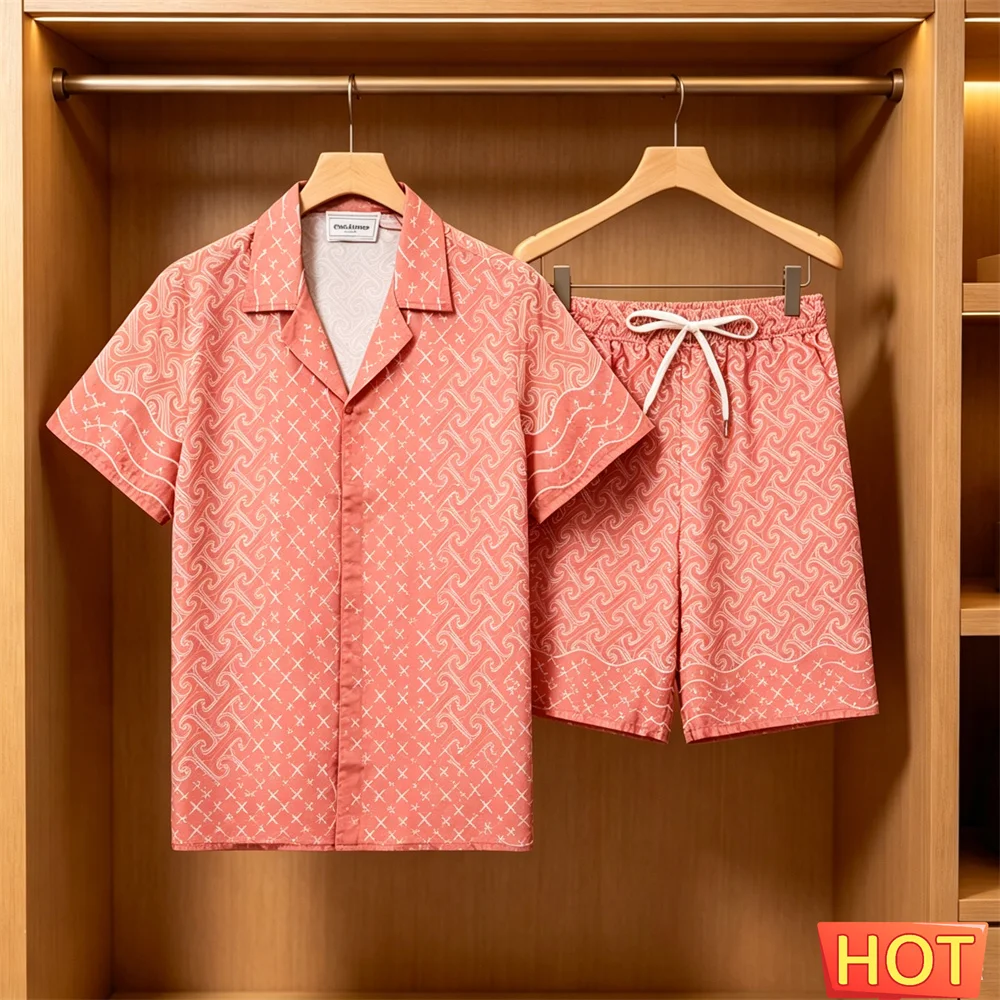 Men's Summer Suit Daily Casual Short Sleeve Tee Tops +Shorts 2 Piece Outfit Fashion Loose Shirts Sets Street Hip Hop Men Clothes view 6