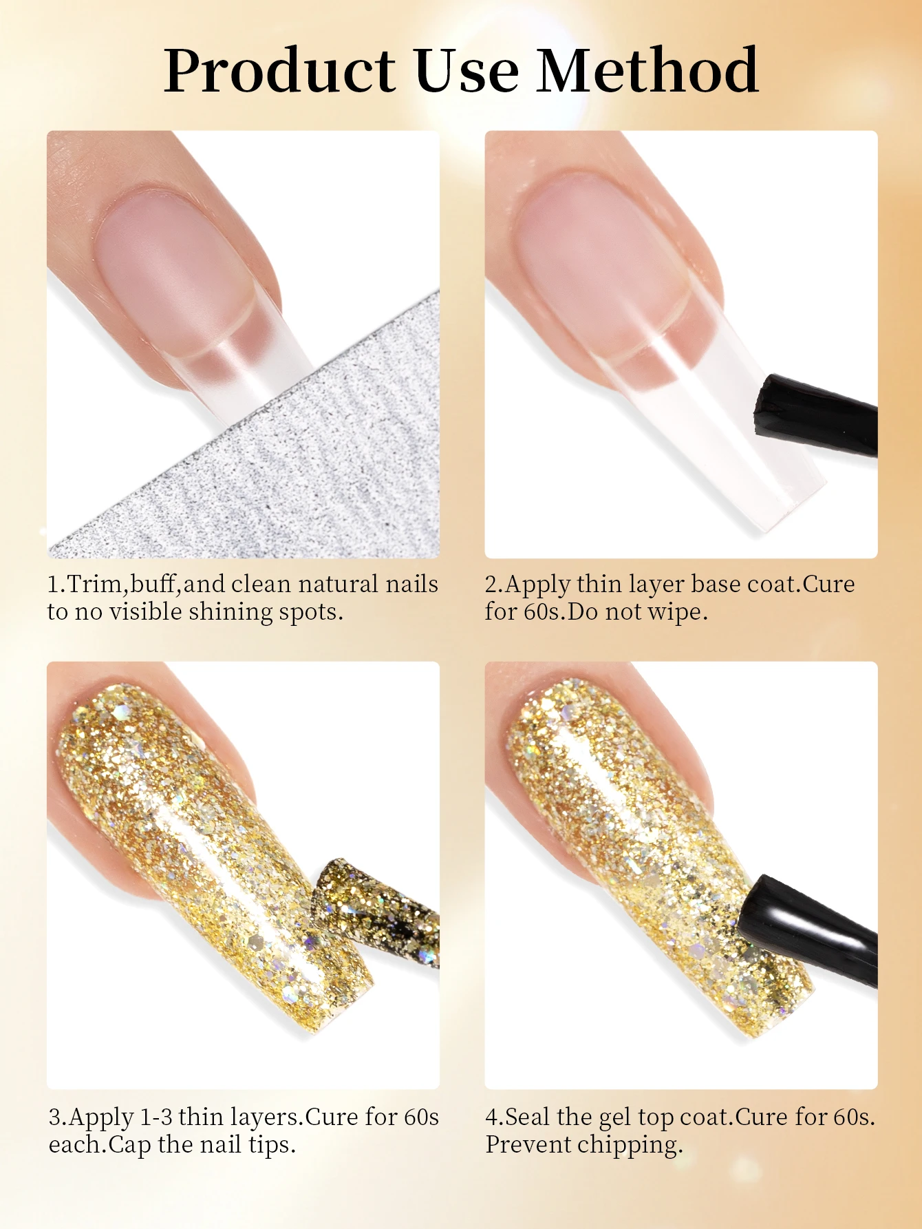 RSNAIL 9g Smalto per unghie gel con diamante spezzato Dorato argentato scintillante Gel per unghie riflettente colorato glitter ad alta densità per manicure