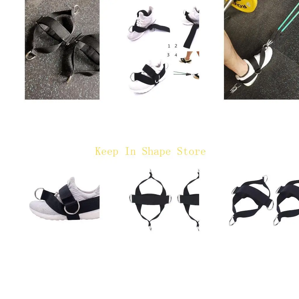 U1JC 1Pair Glute Workout Kickback Strap Adjust Foot Ankle Strap Leg Resistance Glute Band for Cable Machine Gym