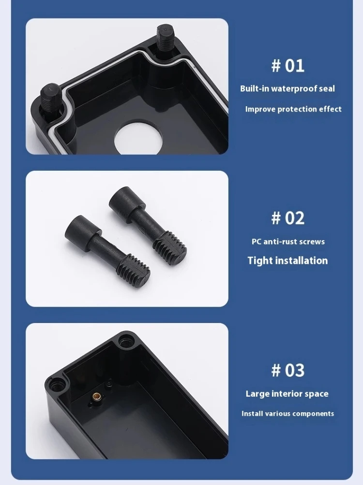 Black Waterproof Button Control Box Outdoor Switch 22mm Power Emergency Stop Indicator Light Knob Plastic Thickened Model