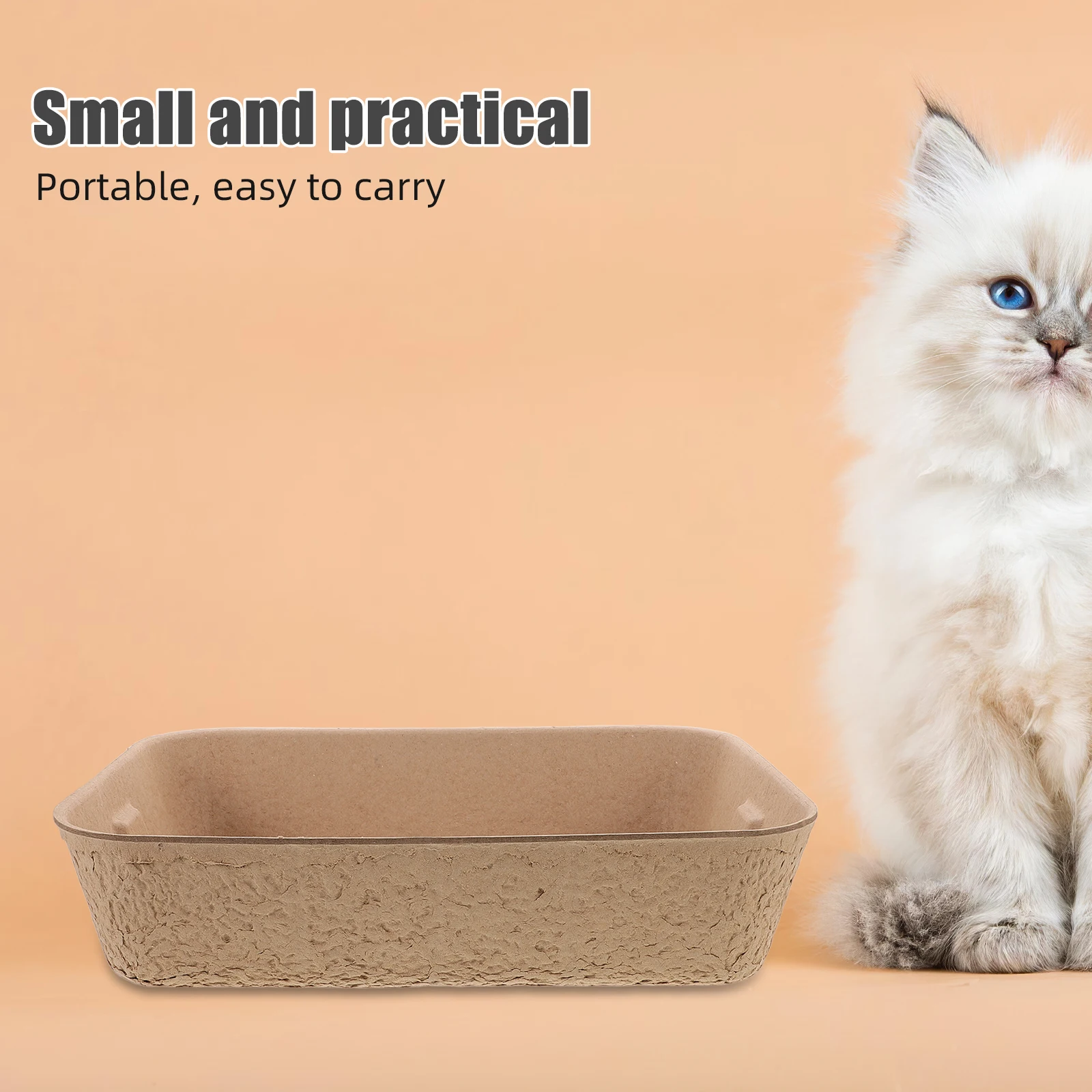 

3pcs Paper Pulp Cat Litter Box Open Design Large Capacity Portable Pet Toilet For Bunny Kitten Hamster Small Animals