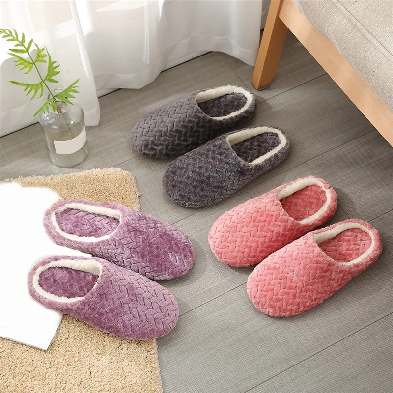 Women Winter Home Fur Slippers Cartoon Cat Non-Slip Soft Warm House Indoor Bedroom Men Couples Boys Girl Memory Foam Floor Shoes