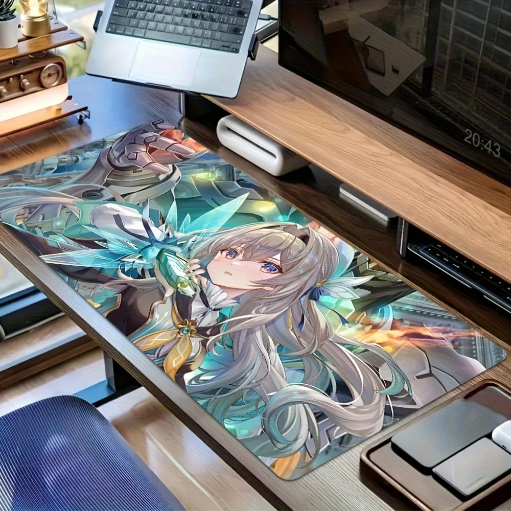 CIFBUY Honkai Star Rail Firefly Large Gaming Mouse Pad Non Slip Rubber Desk Mat Lock Edge Keyboard Mouse Mat