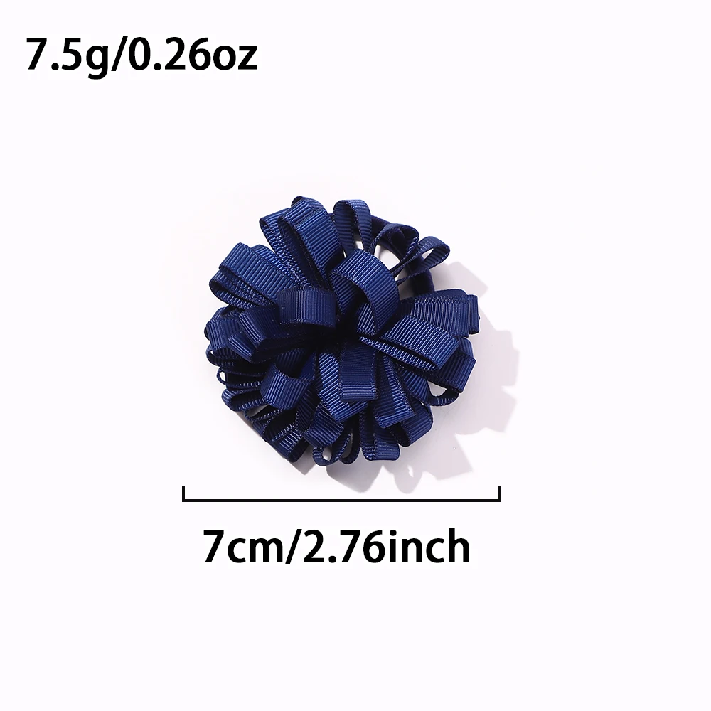 2pcs/set 2.76'' Elastics Ribbon Flower Ball Hair Band for Girls Princess Big Grosgrain Hairrope Pretty Hair Tie Accessories Gift