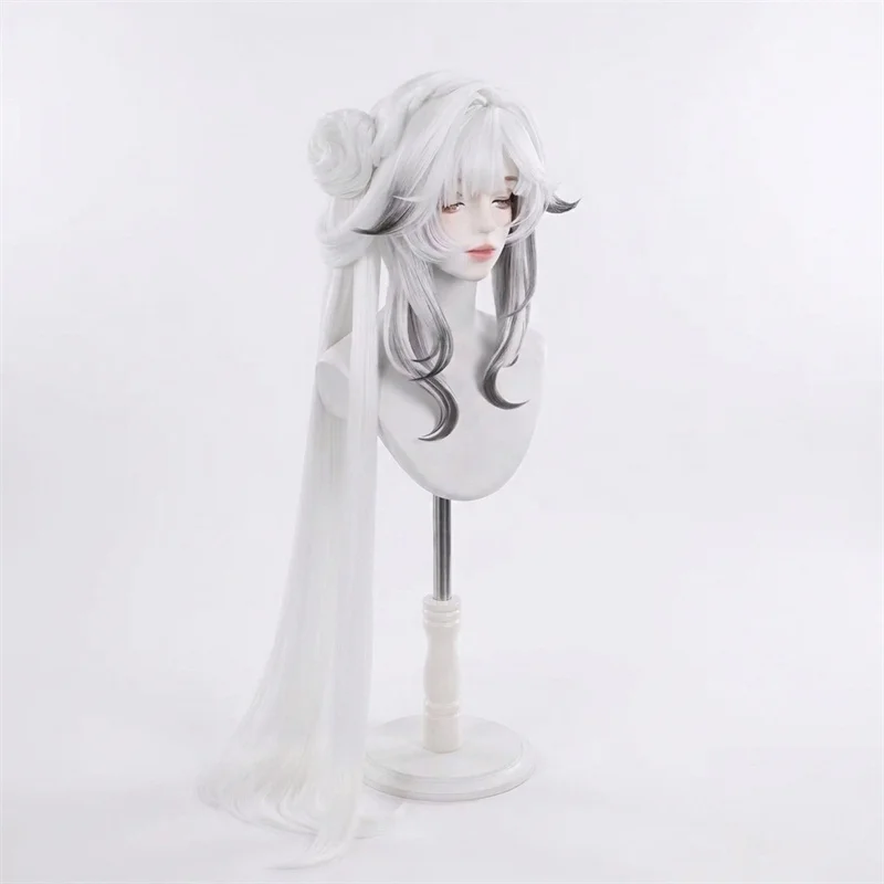 Game Wuthering Waves Hsin Moon Fox Cosplay Wig White Long Hair Heat Resistant Synthetic Wigs Halloween Play Role Carnival Prop