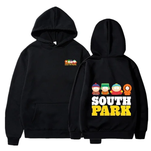 Sudadera con capucha con estampado de Anime de South Park, abrigo cálido a la moda para hombre, sudadera con capucha de temporada de otoño e invierno, Sudadera con capucha negra de manga larga para calle