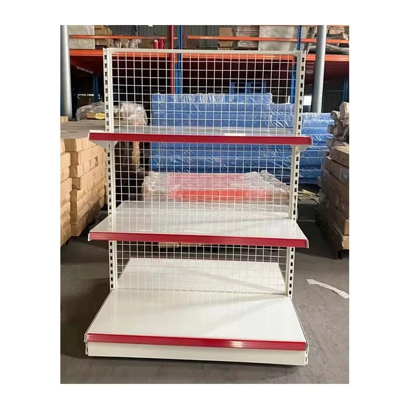 Market Gondolas Modern Super Market Shelves Gondola Store Shelving Multi-layered White Color Wire Mesh
