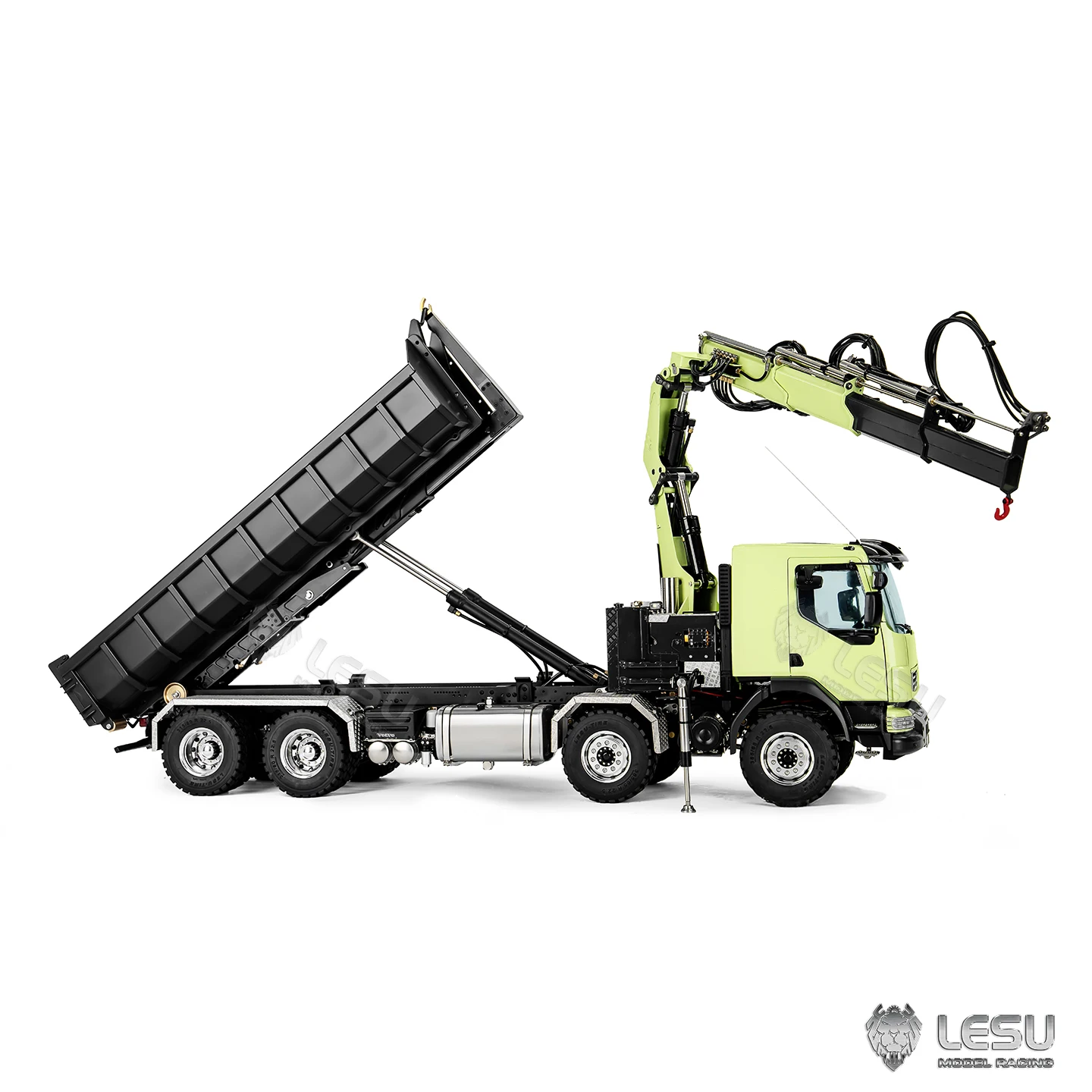 LESU 1/14 Roll-on/Roll-off Truck Model Metal Toy Truck Crane Full Unloading RTR Spray Paint