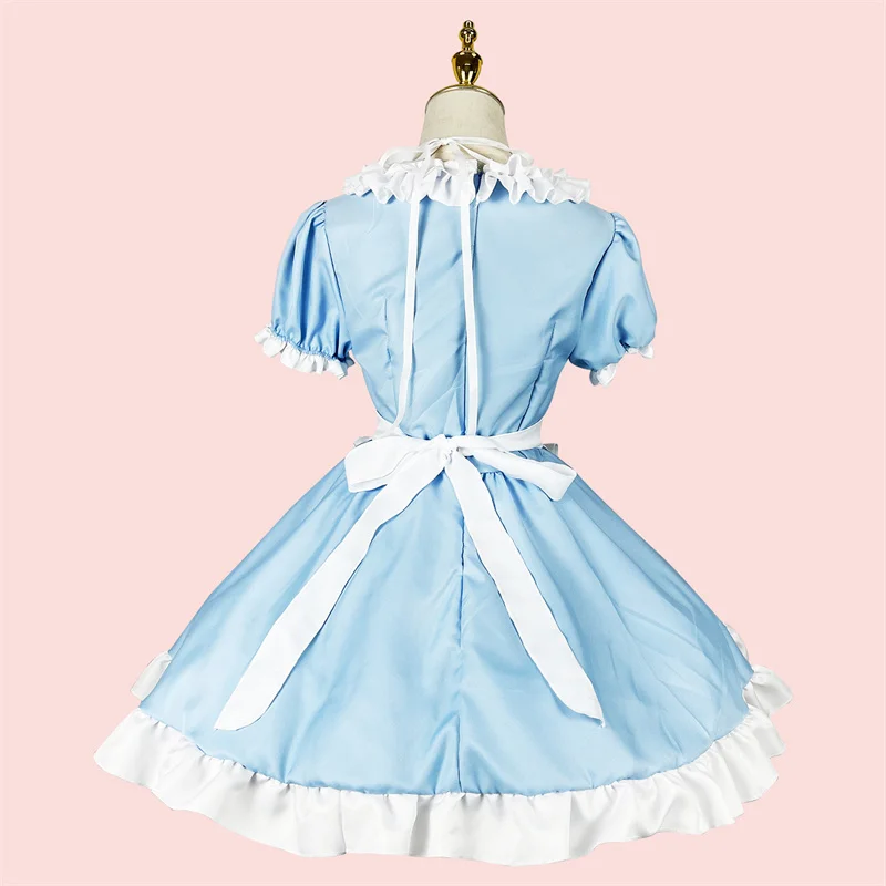 Kawaii Sexy Blauwe Meid Rok Strik Kant Lolita Vrouwen Prinses Pompjurk Grote Maat S-5XL Konijntje Meisje Uniform Cosplay Kostuum Pak