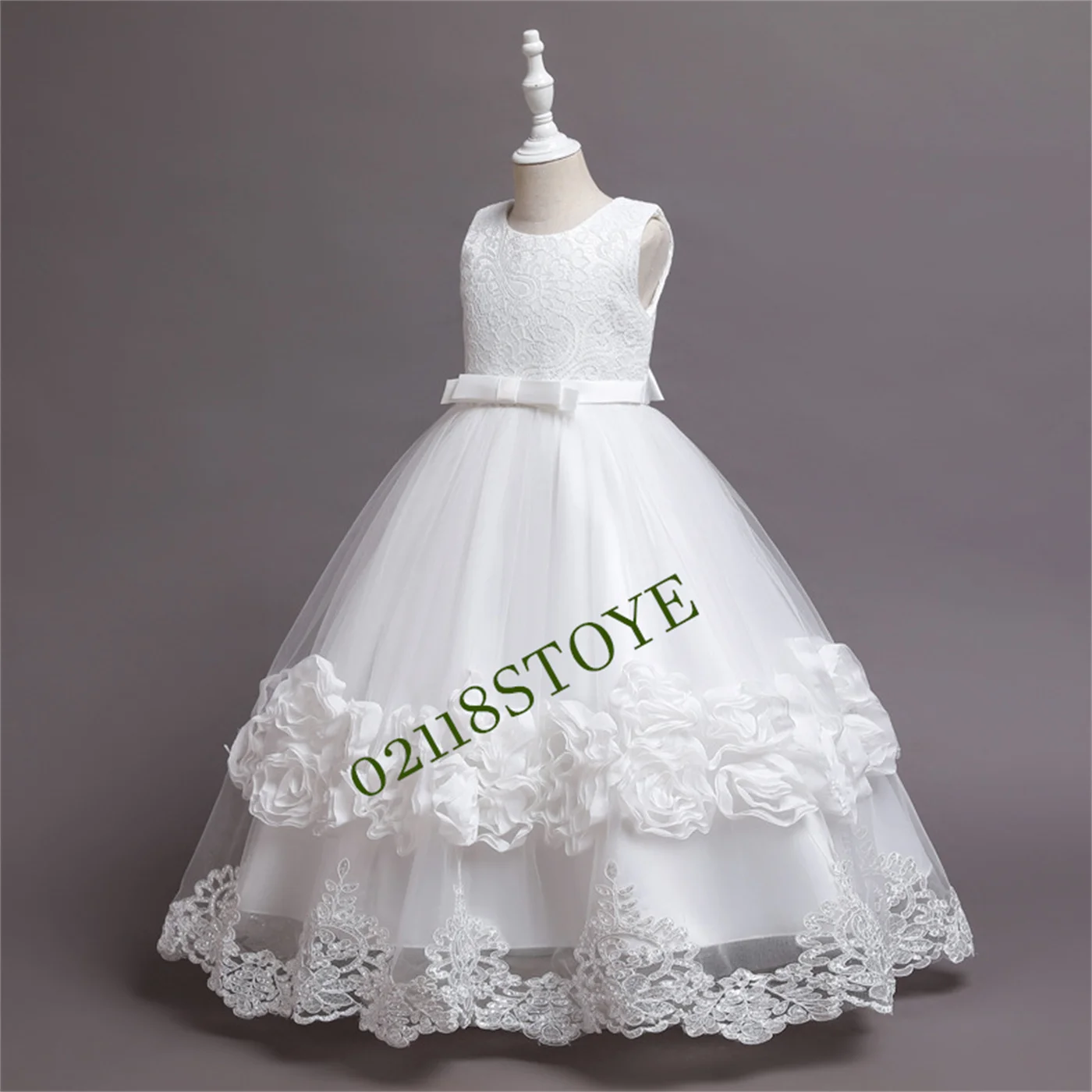 Vestidos de fiesta de graduación blancos para desfile Formal, vestido de dama de honor para niña, vestido de princesa de boda para niña de flores, vestido de noche para niños