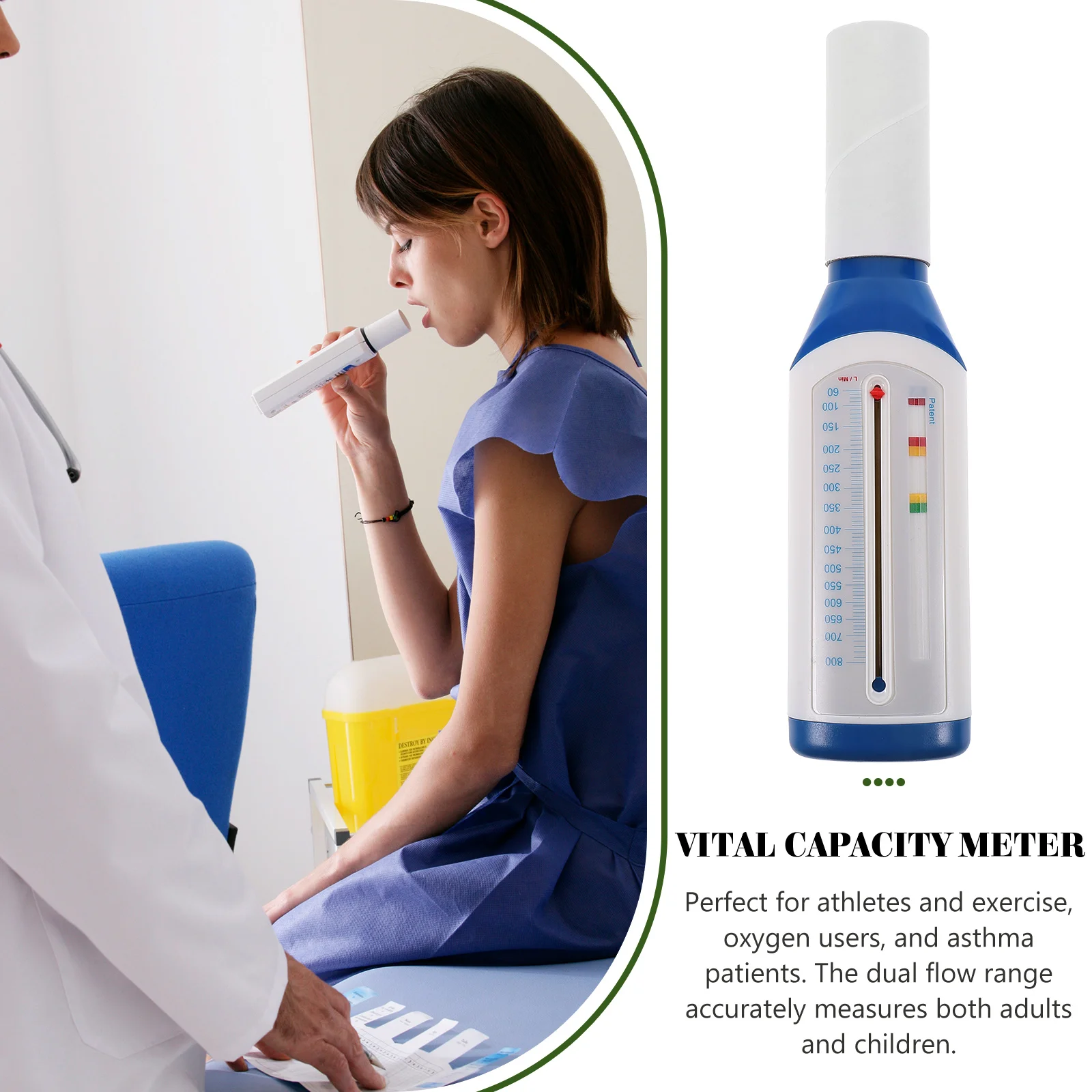 Vital Capacity Meter Pulmonary Function Tester Monitor Expiratory Current Meters for Lung