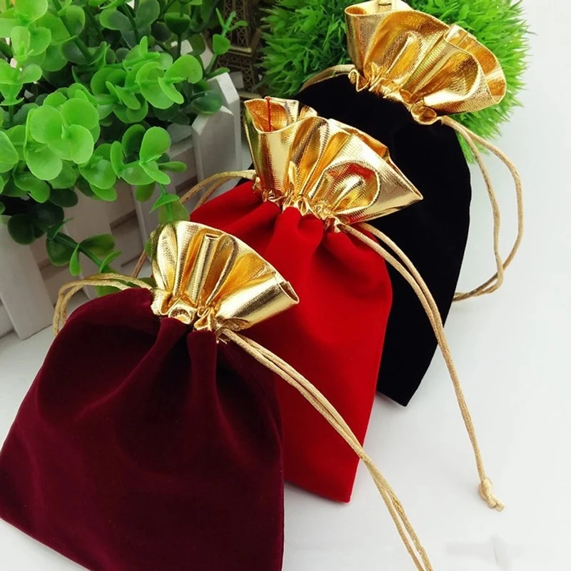 Packaging Pouch Velvet Gift Bag 50pcs/Lot 12x15cm Birthday Party Wedding Favor Holder Neckalce Bracelet Bangle Jewelry Muslin