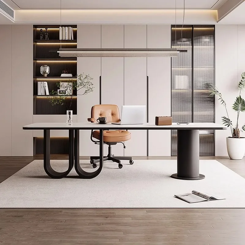 d2 Solid Wood Slate Desk Home Computer Desk Office Boss Desk Light Luxury Modern Premium