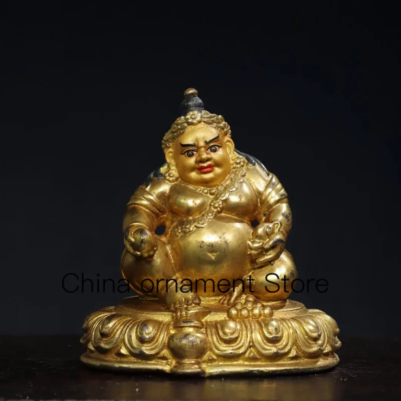 

Yellow God of Wealth Buddha Statue Pure Copper Refined Nepalese Gilded Gold Tibetan Biography Tantra Tibetan Bala Buddha Statue