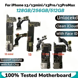 Bilashmart Unlocked Motherboard iPhone 13 Pro max With/NO Face ID Logic Board 13 Mini 13 Pro Clean iCloud Support Update Mainboard