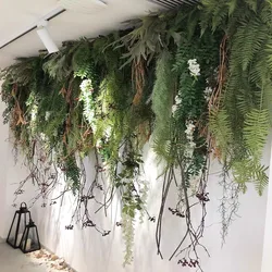 Planta Verde Artificial, Samambaia Tátil, Lintel Pendurado Na Parede Do Teto, Janela De Exibição, Decoração Do Jardim Ao Ar Livre, Festa De Casamento, 85cm