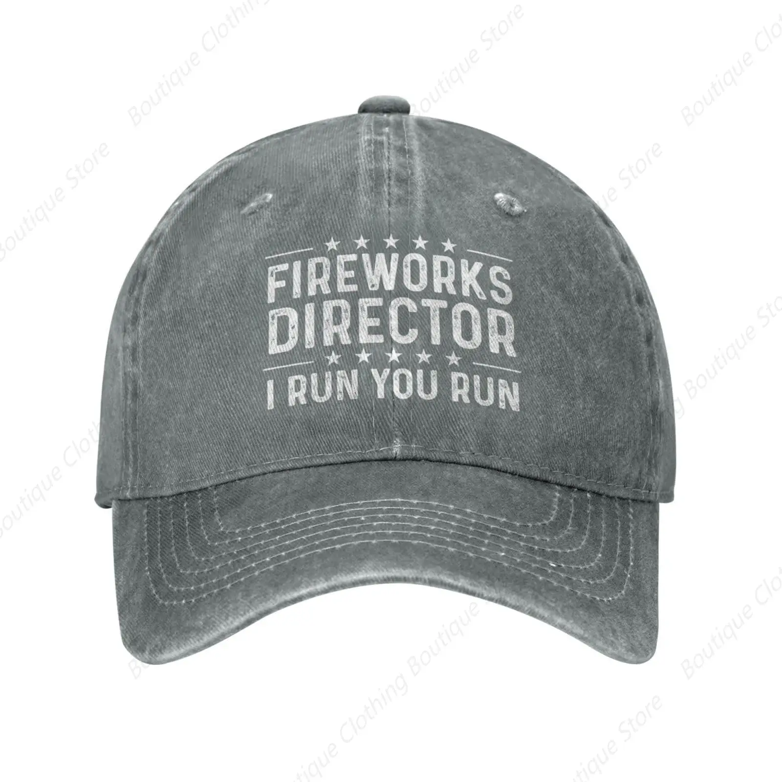 Funny Hat Fireworks Director If I Run You Run Funny July 4th Hat for Men Baseball Hat Trendy Caps Blue