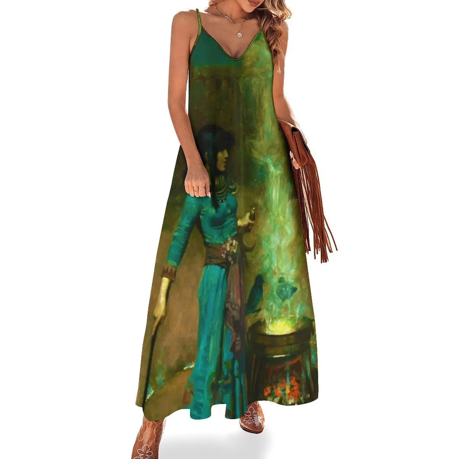 

John William Waterhouse The Magic Circle Sleeveless Dress Women's summer dress loose women's dress