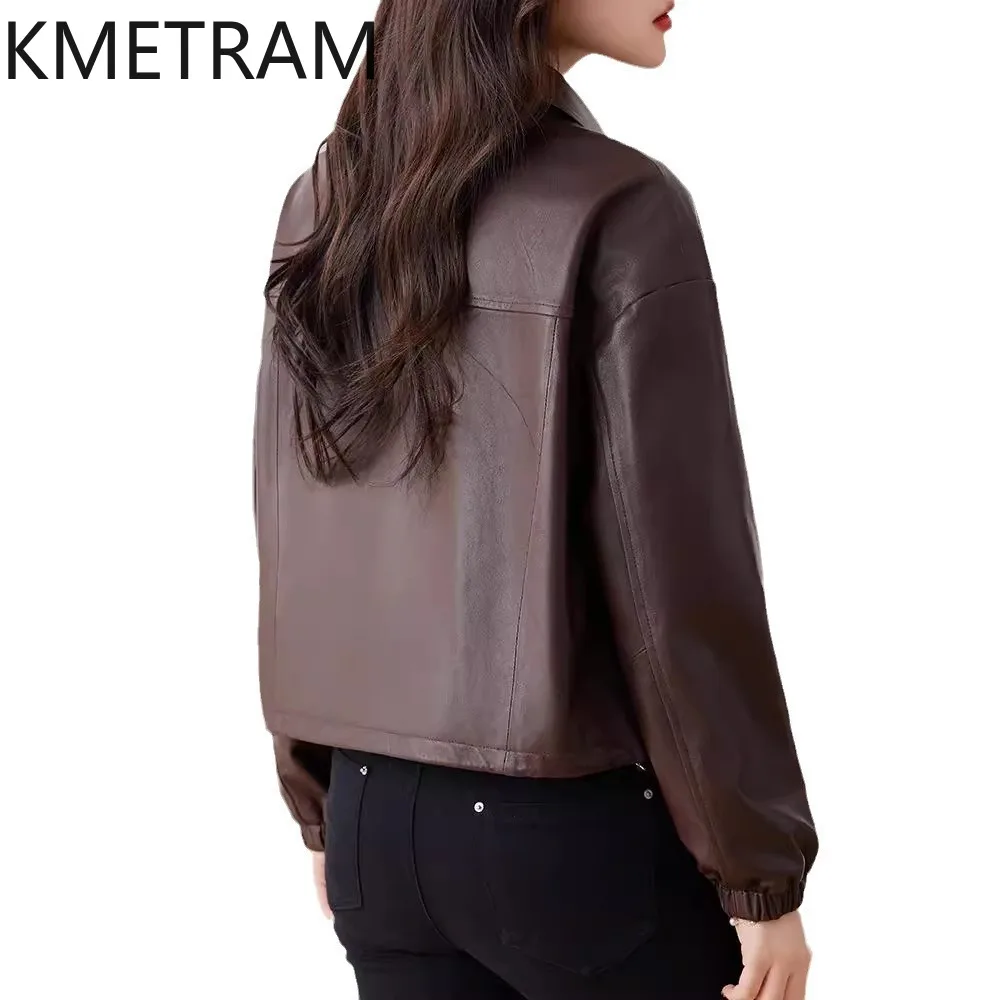 100% Sheepskin Women's Real Leather Jacket Winter Clothes Fashion Cropped Jackets Loose Fit Outerwears 2024 дубленка женская