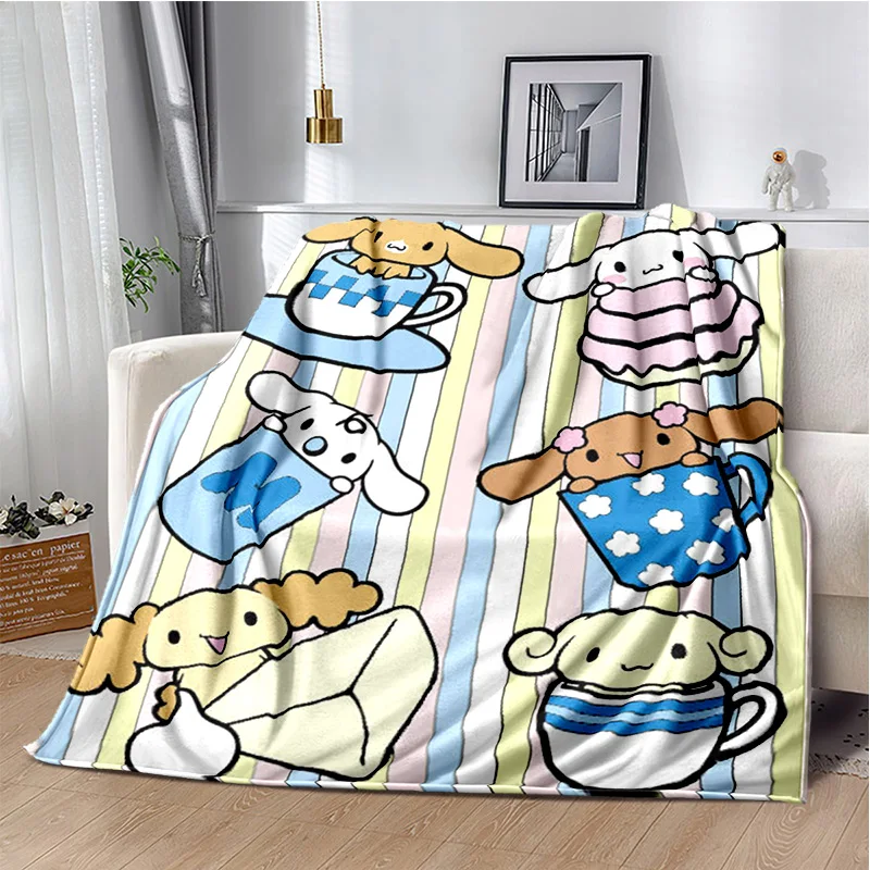 Kawaii Sanrio Cinnamoroll Cartoon Dog Girl Soft Flannel Blankets,Throw Blanket Comfortable Blanket for Beds Sofa Home Bedroom 3D