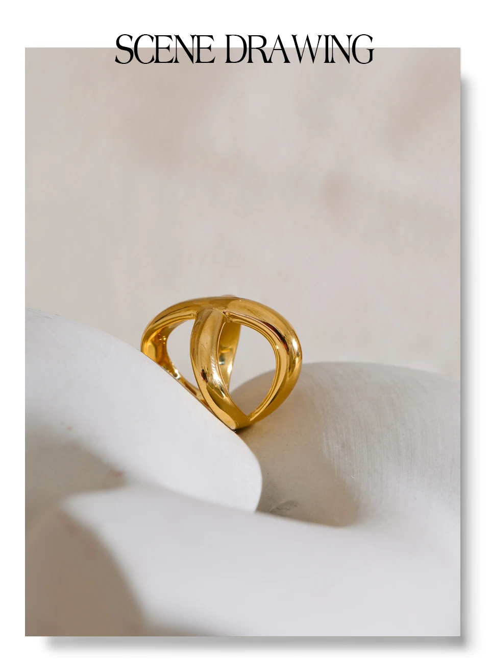 Yhpup # PVD-beschichteter Statement-Edelstahl in X-Form, geometrischer Fingerring, wasserdicht, glattes Metall, handgefertigter polierter Schmuck – Detail 11