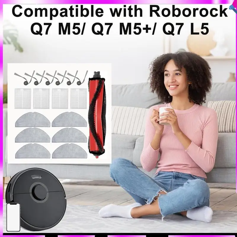 

N96R Набор сменных аксессуаров из 17 предметов для пылесоса Roborock Q7 M5/Q7 M5+/Q7 L5 — основная щетка, накладка для швабры, боковая щетка
