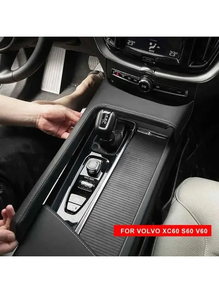 Panel dekoracyjny ze skóry na centralny panel zmiany biegów do Volvo XC60 2018-2025/S60 V60 2020-2024, akcesoria samochodowe — 2