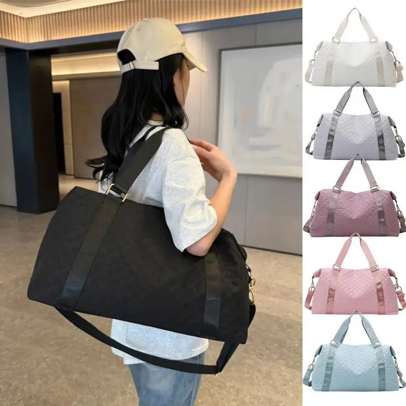 1pcs Solid Color Large Capacity Women\'S Handbag Luggage Travel Bag Polyester Lined Oxford Cloth Bag