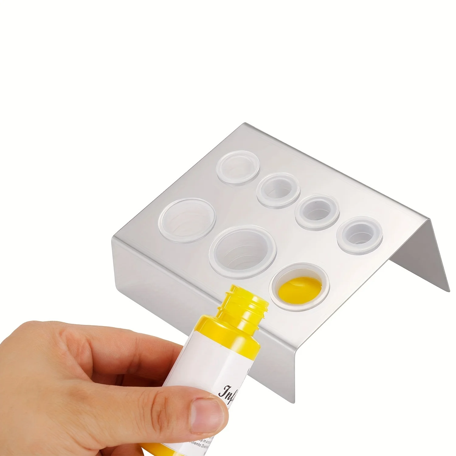 Stainless Steel Tattoo Ink Cup Holder 7 Holes Slant Stand Pigment Cup Rack For Tattoo Permanent Makeup Supplies
