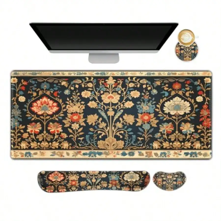 

Набор ковриков для стола: коврик для мыши с подставкой для запястья + подставка для запястья для клавиатуры + большой коврик для мыши + удлиненный игровой коврик для мыши с подставкой для напитков