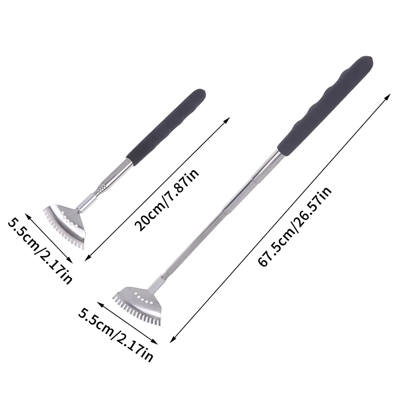Extendable Back Scratcher The Head Has 15 Rakes, Stainless Steel Portable Telescopic Rubber Handle Back Scratchers