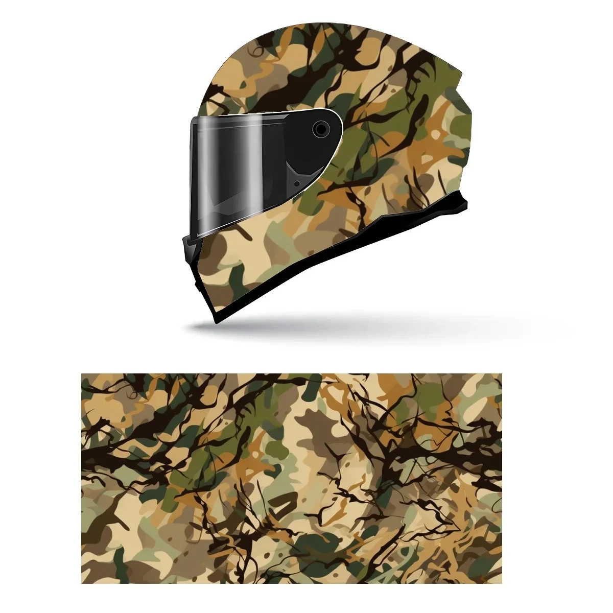 

Realistic Forest Camouflage Full Helmet Wrap Sticker Motorcycle Helmet Racing Graphic Decal Vinyl Wrap Helmet Decorative Sticker
