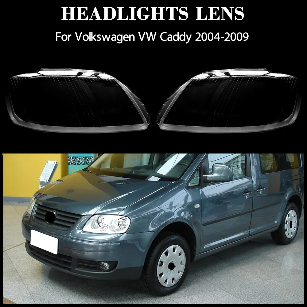 

For Volkswagen VW Caddy 2004-2009 Headlight Shade Transparent Lampshade Lens Headlamp Cover Lamp Shell Plexiglass Black Edge