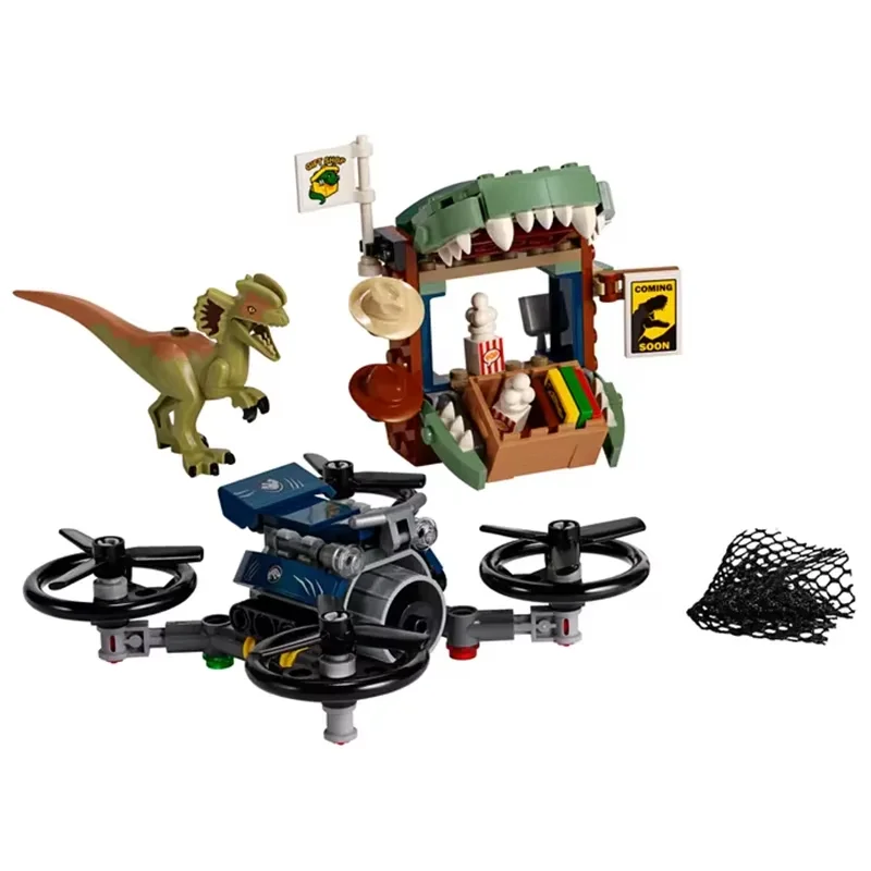 Compatible MOC Sets Jurassic Series Building Blocks  Dilophosaurus on the Loose Children's Dinosaur World Park Toys Gift