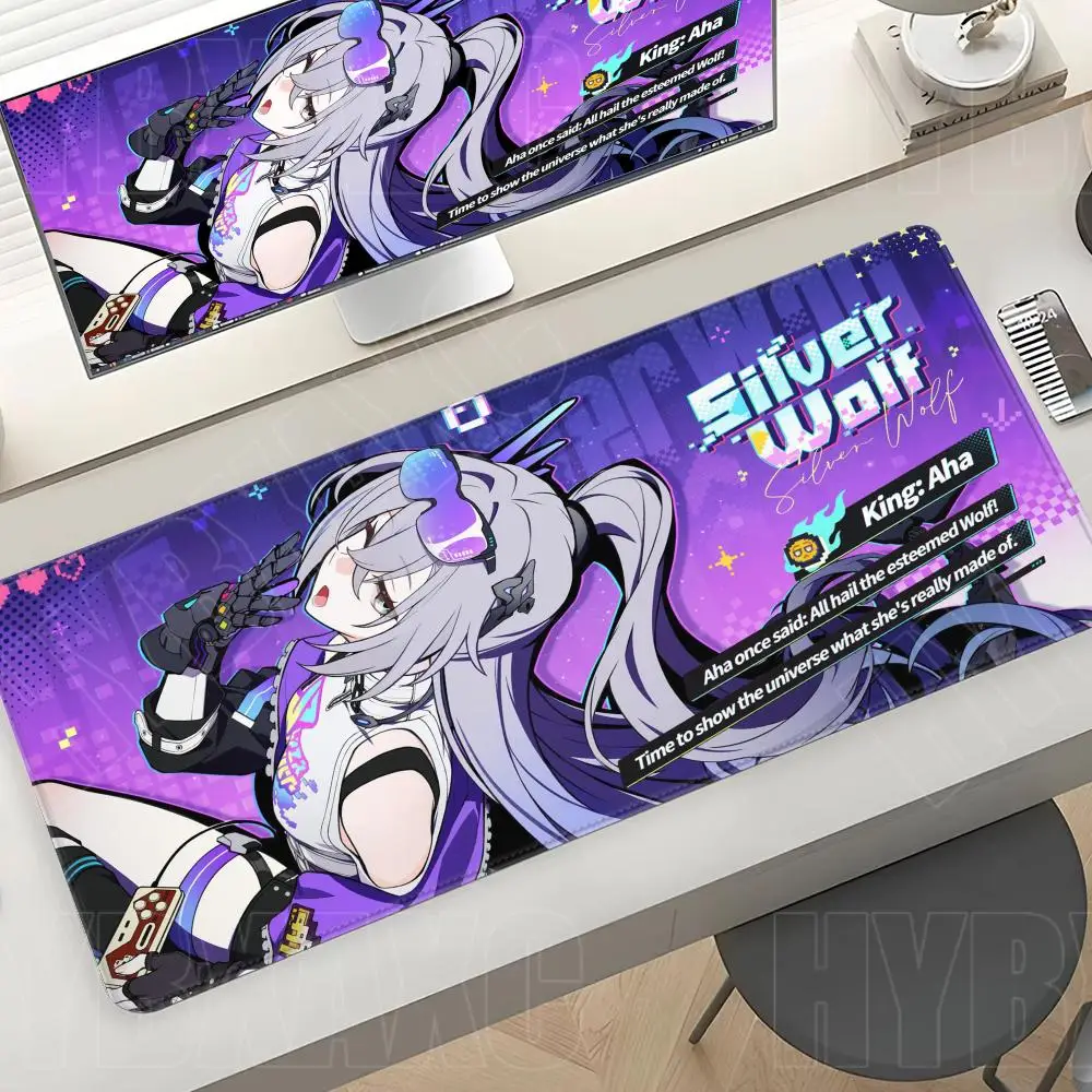 Silver Wolf Blade Game Honkai Star Rail Mouse Pad Large Desk Mat Keyboard Ergonomic Office Rubber PC Non-slip Anti-fray Mousepad