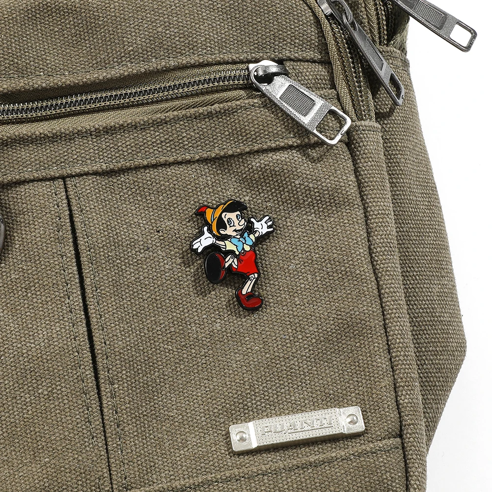 Anime Movie Pinocchio Brooches Cartoon Figure Badge for Backpack Cute Pinocchio Enamel Lapel Pins Accessories