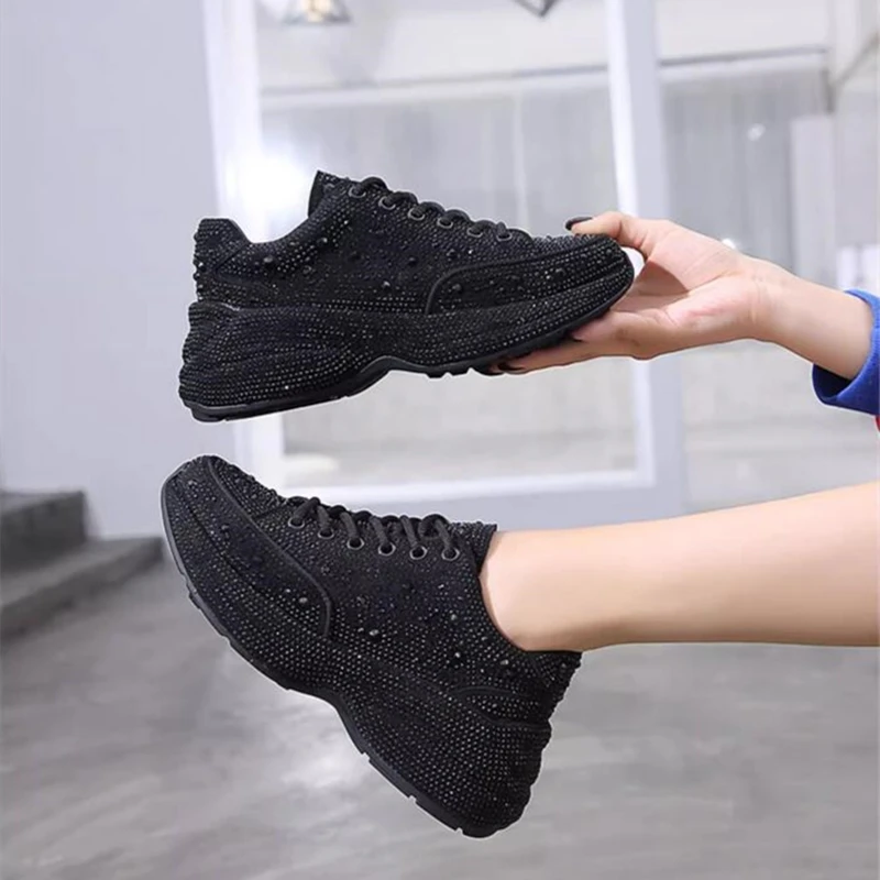 AIYUQI Women Sneakers Platform 2024  Rhinestone Sponge CakeWomen Casual Shoes Large Size Sneakers For Women