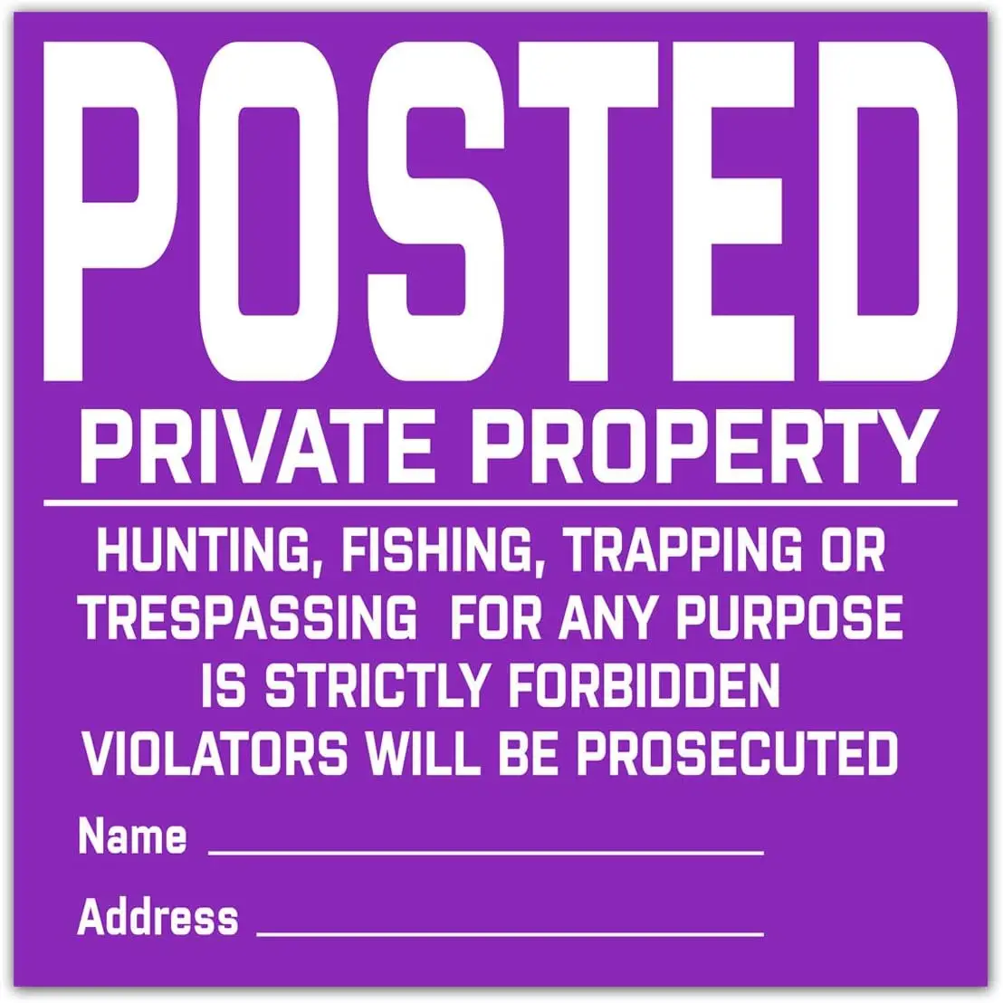 Posted Private Property Signs,Posted No Hunting Fishing Trapping Trespassing Sign,Vinyl Durable Tyvek Posted Signs 20 Pack