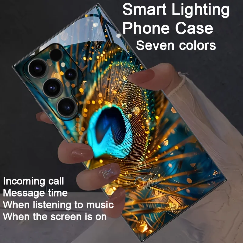 

Summer Ink-Splash Marble Texture Luminous Shell For Samsung S25 S24 Ultra S23 S22 Ultra S21 Plus Glass Bumper Cover Glow