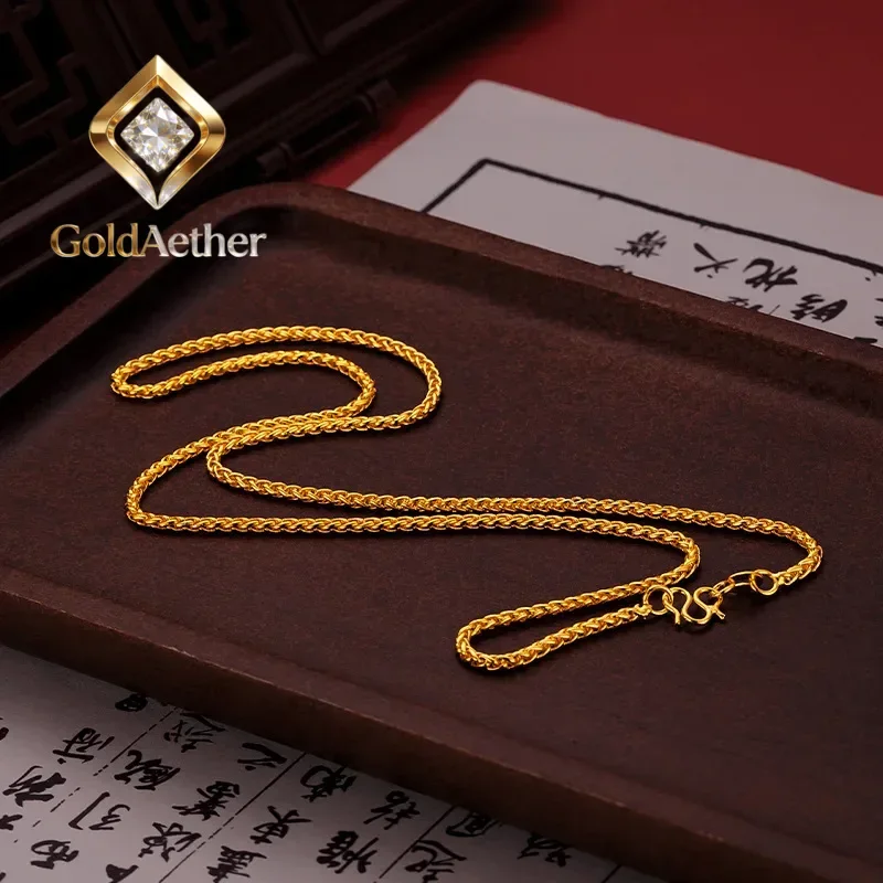 

Золотое колье GoldAether 9999 пробы (24K) для женщин, универсальное и изысканное колье Шопен, подарок для женщин