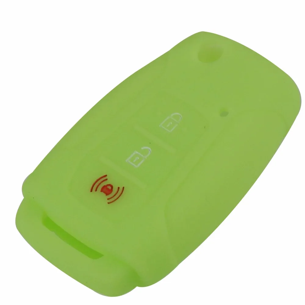 jingyuqin Silicone Flip Car Key Case Cover Holder For Ssangyong 2015 2016 Tivoli Rexton Korando C 3 Button FOB Key