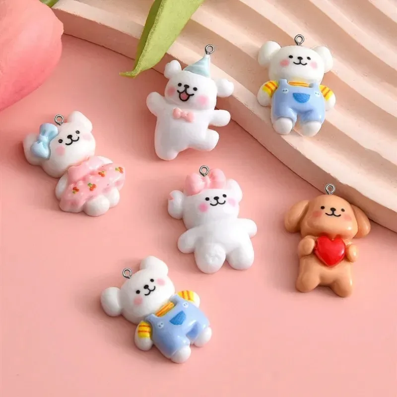 10Pcs Bulk Resin Cartoon Dog Pendants, Handcraft Charms Supplies, Fit Keyring, Earrings, Bracelets, Necklaces, Floating Craft
