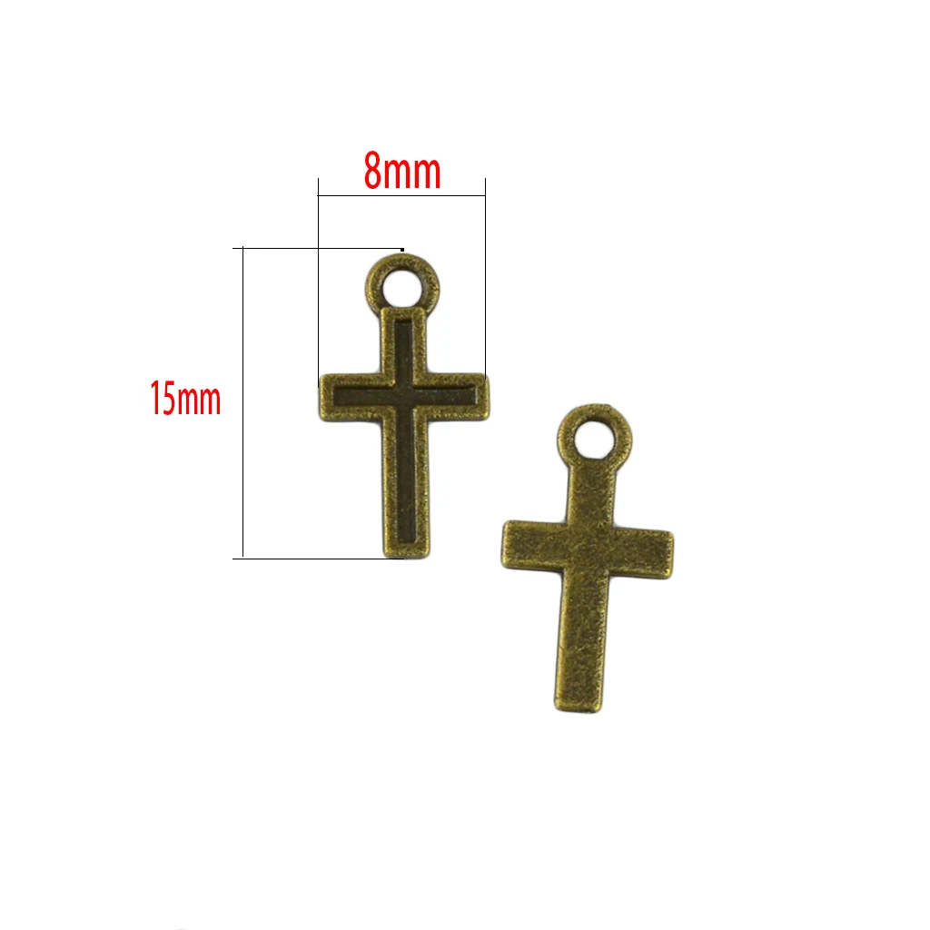 200 pcs antique bronze tiny Small Blank cross Bezel Tray Base Cabochon Pendant DIY necklace pendant GLUE Nail project