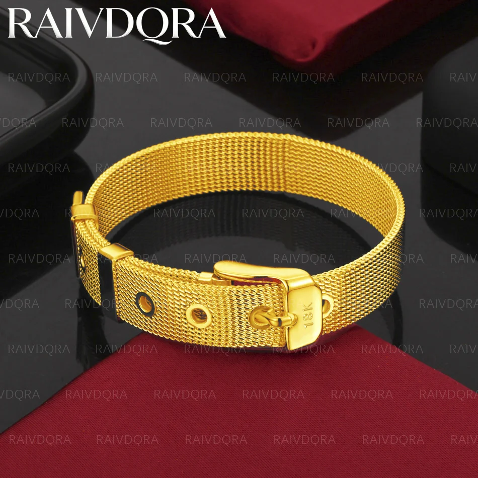 

18K Gold Plated Watch Band Bangle Adjustable Bracelet For Women and Men Fashion Jewelry Elegant Classic Party Gift