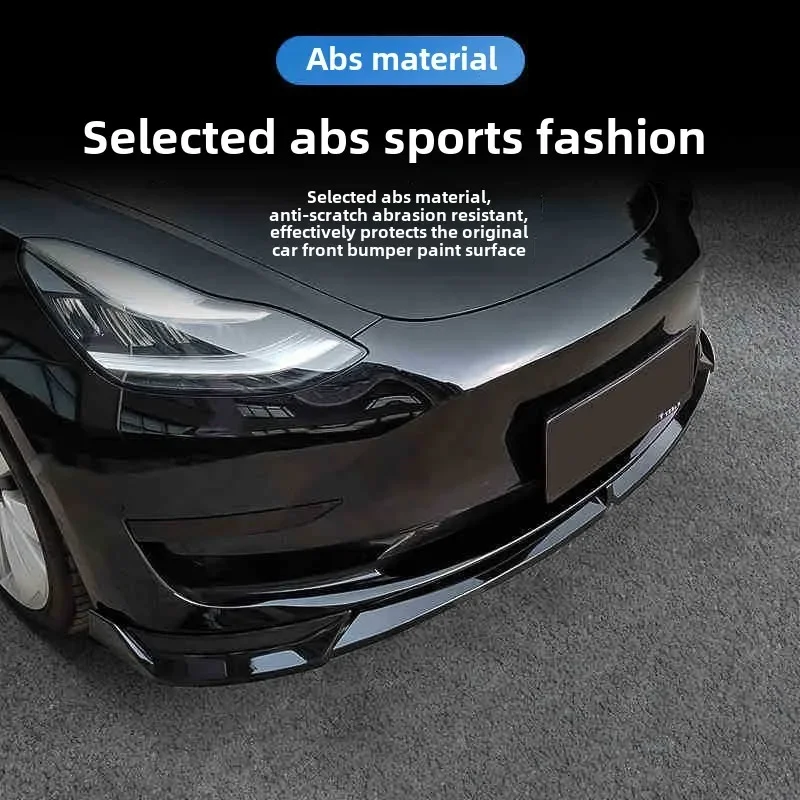 Suitable for Tesla Model Y Three-stage Modified Front Lip Small Surround ABS Glossy Black/Carbon Fiber Style Front Body Kit