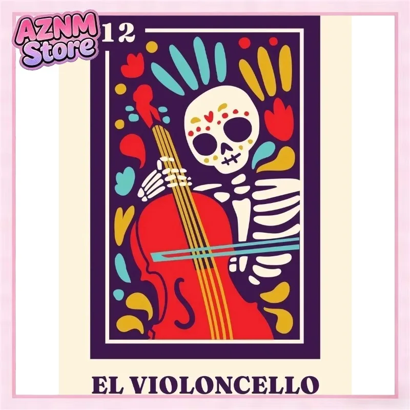 Vintage Mexikanisches Skelett La Catrina Muertos Tarot Tag der Toten Kunstposter Leinwanddruck Wandbilder Raumdekoration