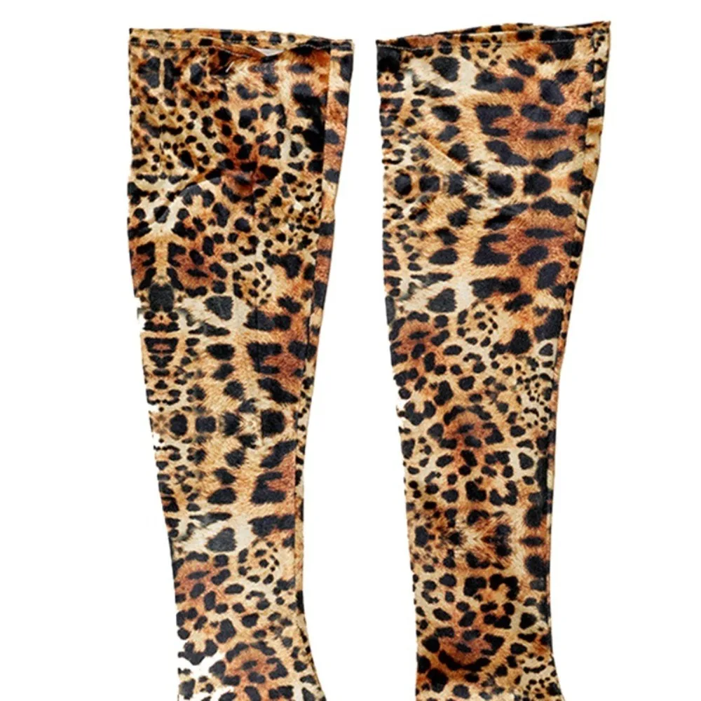 قفازات كوسبلاي بطبعة الفهد، دعائم تصوير كاملة الأصابع، قفازات مخملية طويلة، أداء حفلات الهالوين