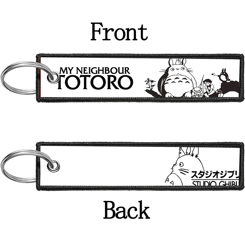 My Neighbor Totoro Keychain Motorcycles Cars Key Accessories Embroidery Tag Keys Ring Bag Pendant Men Women Birthday Gifts view 2